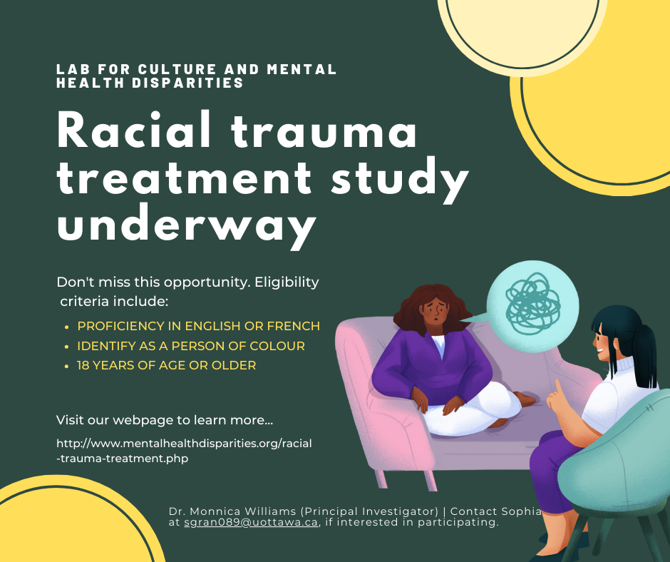 Racial trauma, also called race-based traumatic stress, is the cumulative effects of racism on an person's mental health
